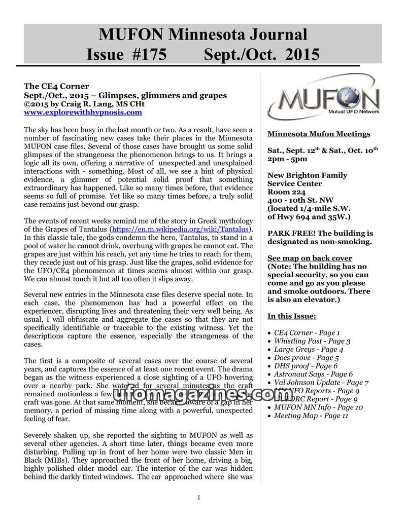 Cover of MUFON Minnesota Journal - No 175