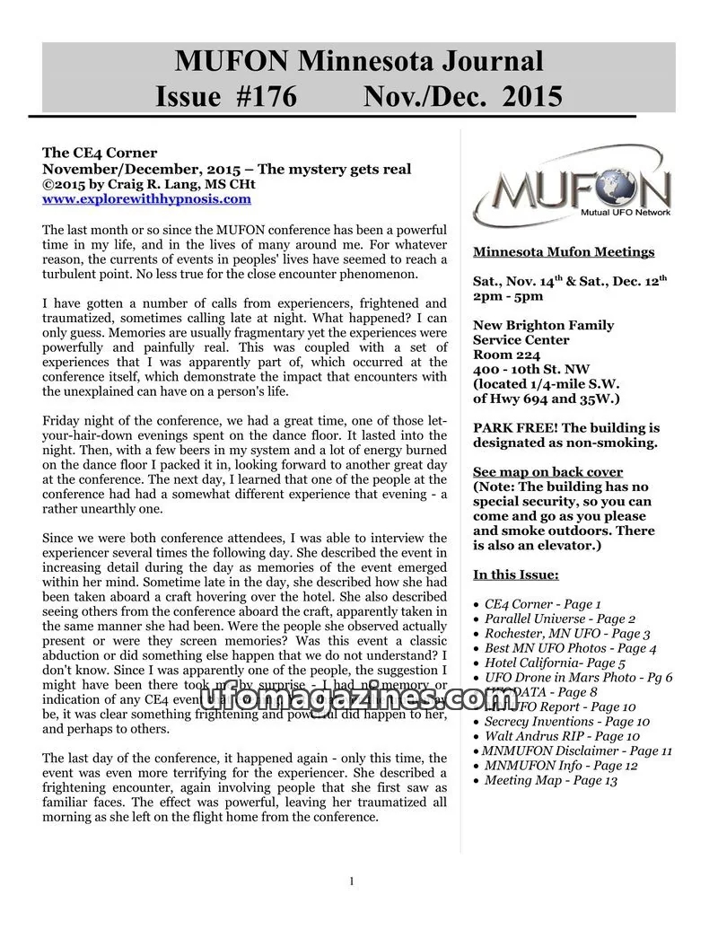 Cover of MUFON issue #176: MUFON Minnesota Journal