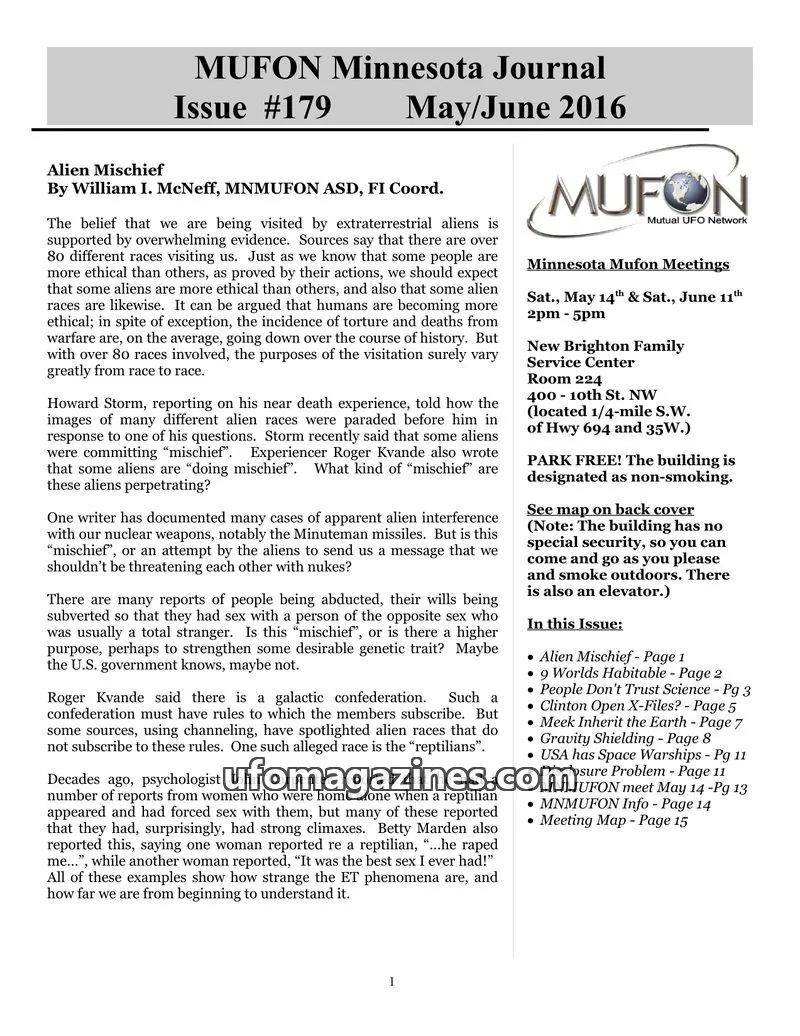 Cover of MUFON issue #179: MUFON Minnesota Journal
