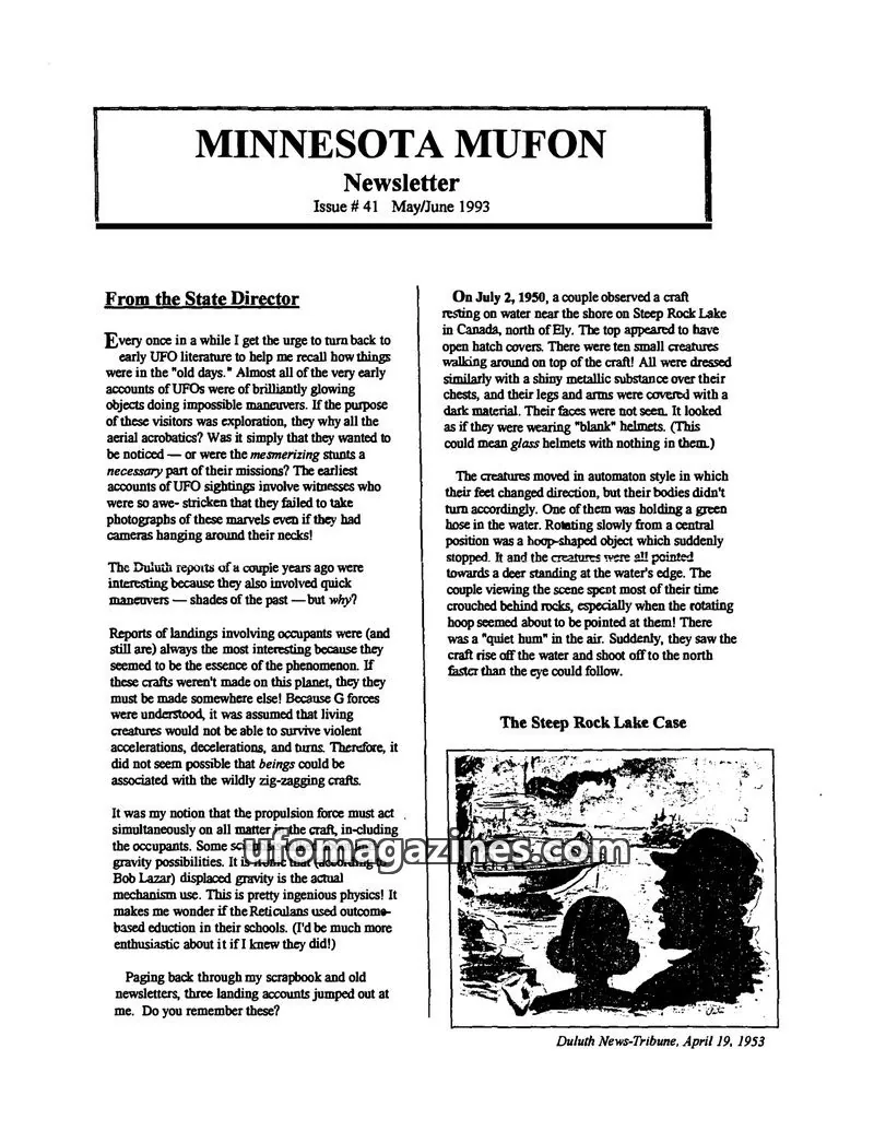 Cover of MUFON Minnesota newsletter issue #41: MINNESOTA MUFON Newsletter