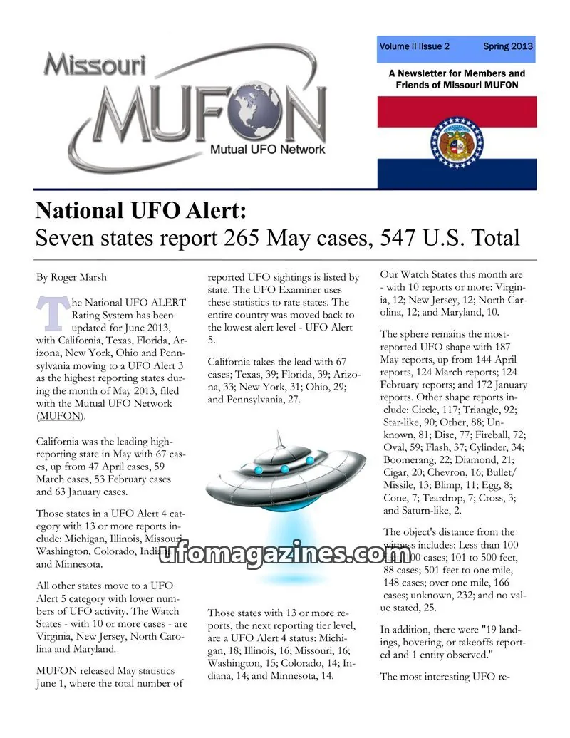 Cover of MUFON Missouri newsletter issue Volume II Issue 2: Missouri MUFON Newsletter