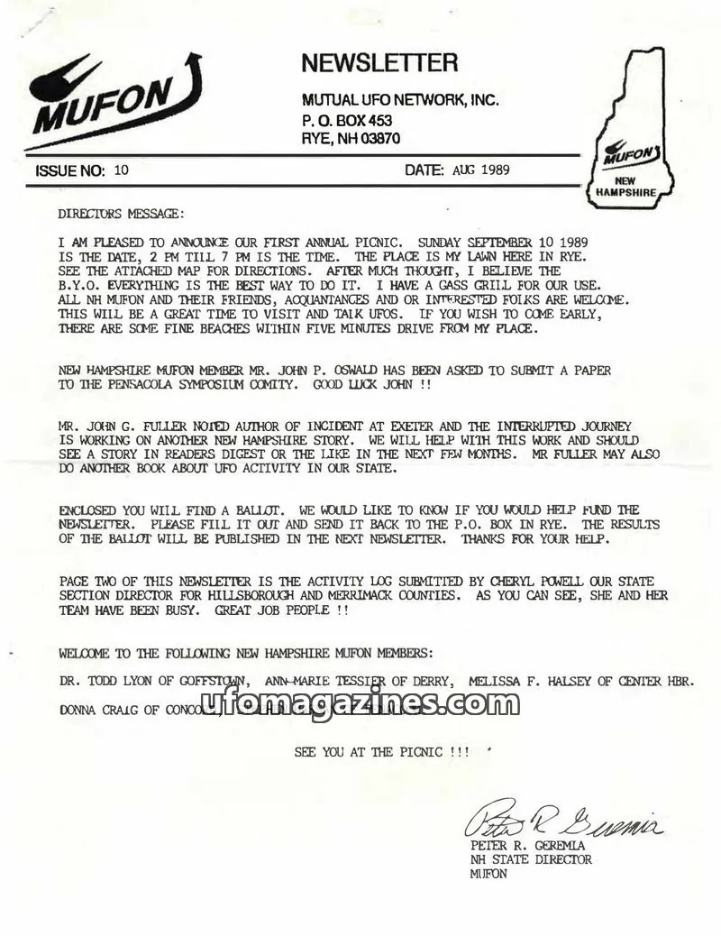 Cover of MUTUAL UFO NETWORK, INC. issue 10: NEWSLETTER