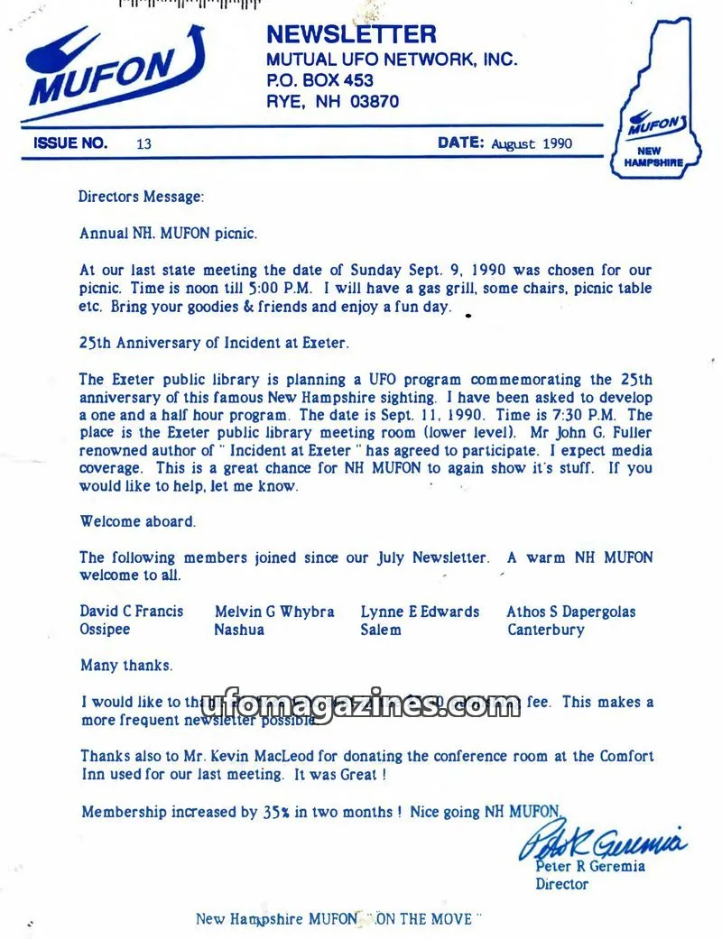 Cover of MUTUAL UFO NETWORK, INC. issue 13: NEWSLETTER