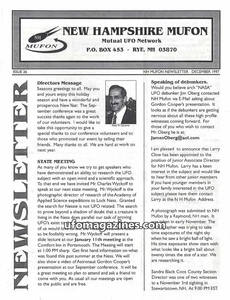 Cover of Mutual UFO Network issue 26: NEW HAMPSHIRE MUFON