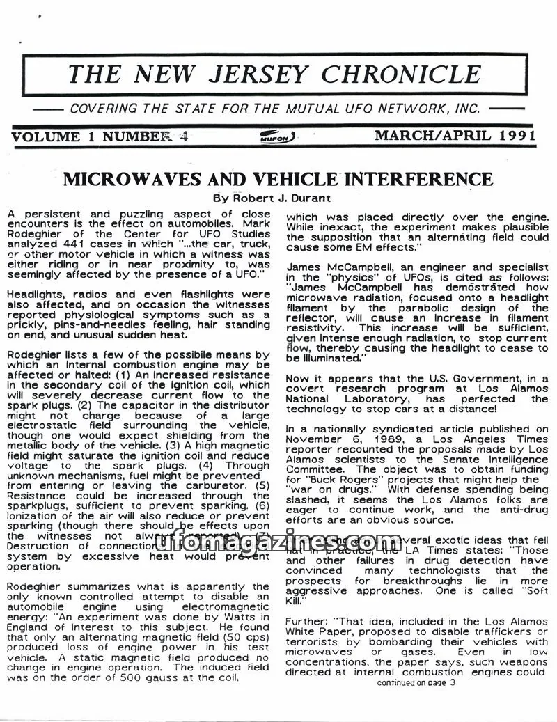 Cover of MUFON issue 4: THE NEW JERSEY CHRONICLE