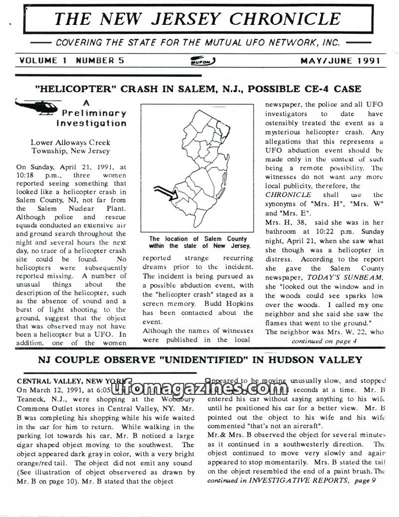 Cover of THE MUTUAL UFO NETWORK, INC. issue 5: THE NEW JERSEY CHRONICLE
