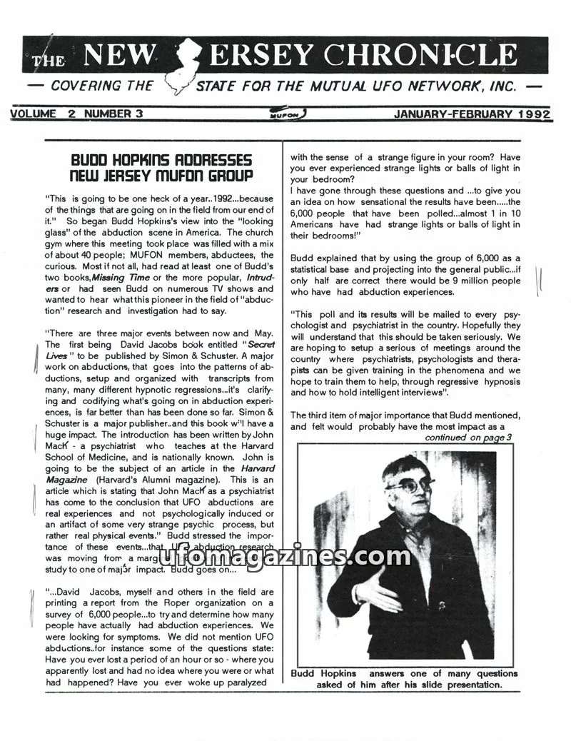 Cover of The New Jersey Mutual UFO Network issue 3: THE NEW JERSEY CHRONICLE