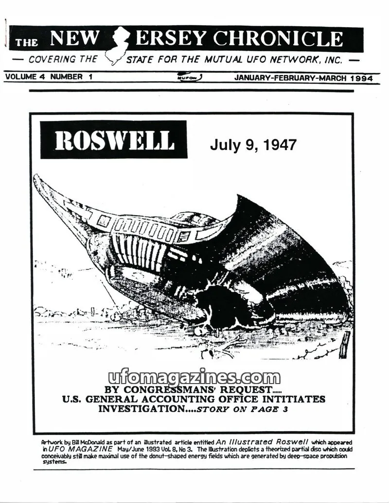 Cover of MUTUAL UFO NETWORK, INC. issue VOLUME 4 NUMBER 1: THE NEW JERSEY CHRONICLE