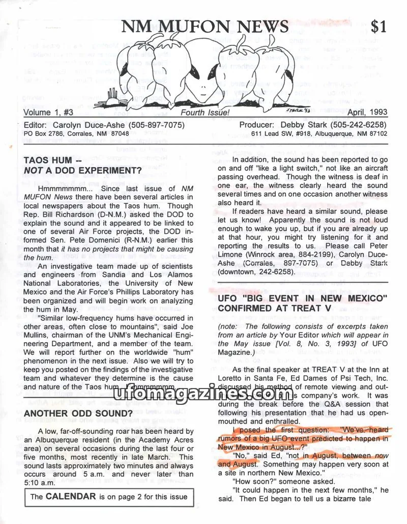 Cover of MUFON New Mexico (NM MUFON News) issue Fourth Issue!: NM MUFON NEWS