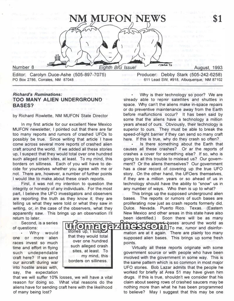 Cover of MUFON New Mexico (NM MUFON News) issue 8: NM MUFON NEWS
