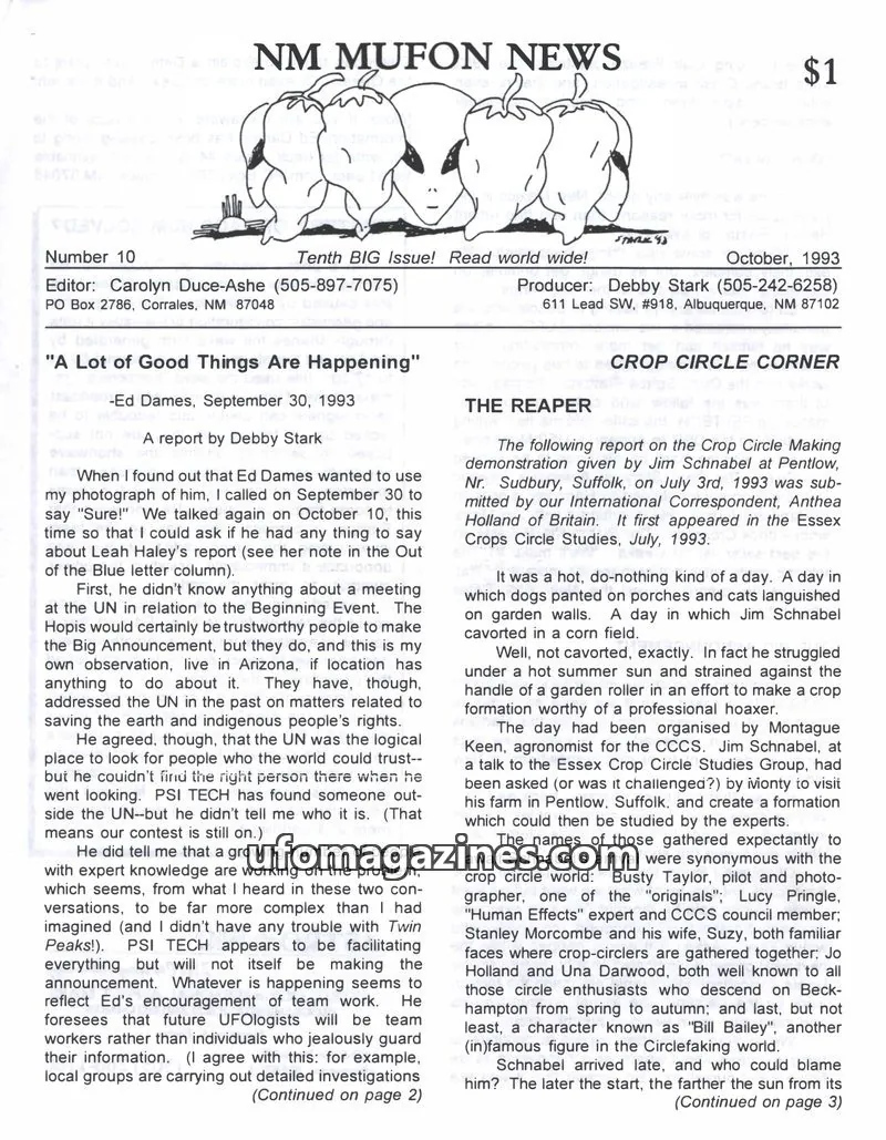 Cover of MUFON New Mexico (NM MUFON News) issue 10: NM MUFON NEWS