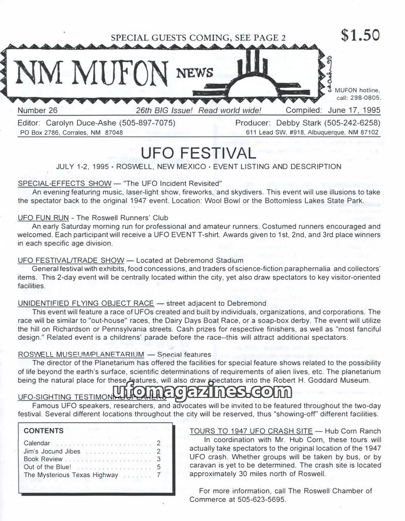 Cover of MUFON issue 26: NM MUFON NEWS