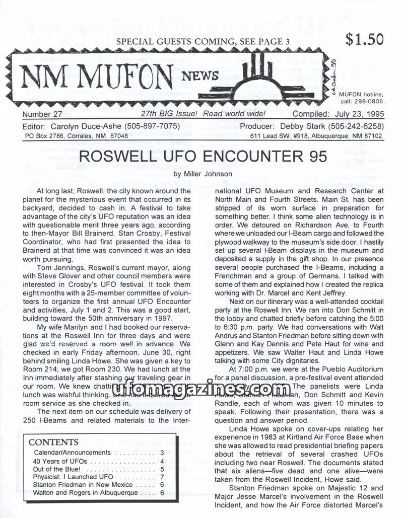 Cover of MUFON issue 27: NM MUFON NEWS