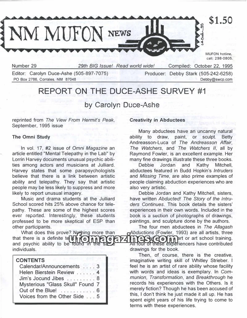 Cover of MUFON New Mexico (NM MUFON News) issue 29: NM MUFON NEWS