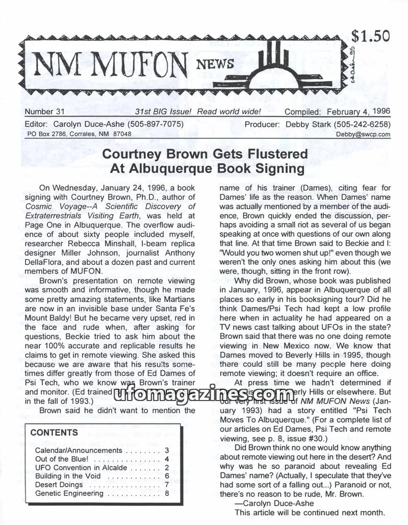 Cover of MUFON New Mexico (NM MUFON News) issue 31: NM MUFON NEWS