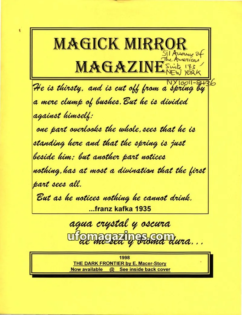 Cover of MUFON New York City (Magick Mirror) issue SPIN DOCTOR EDITION: MAGICK MIRROR MAGAZINE