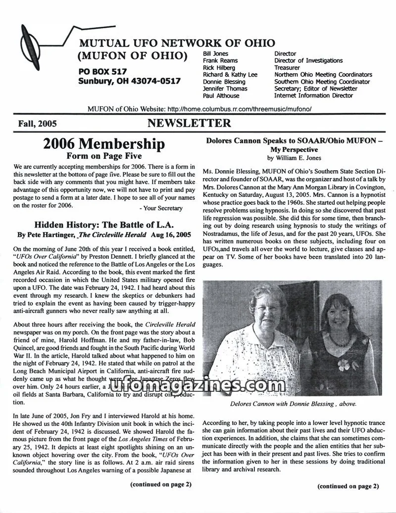 Cover of MUFON Ohio (Newsletter) issue Fall, 2005: MUFON of Ohio NEWSLETTER