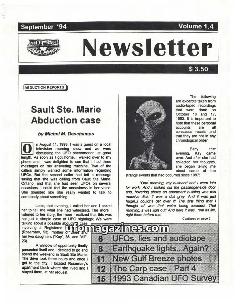 Cover of Mutual UFO Network (MUFON) issue 1.4: MUFON Newsletter