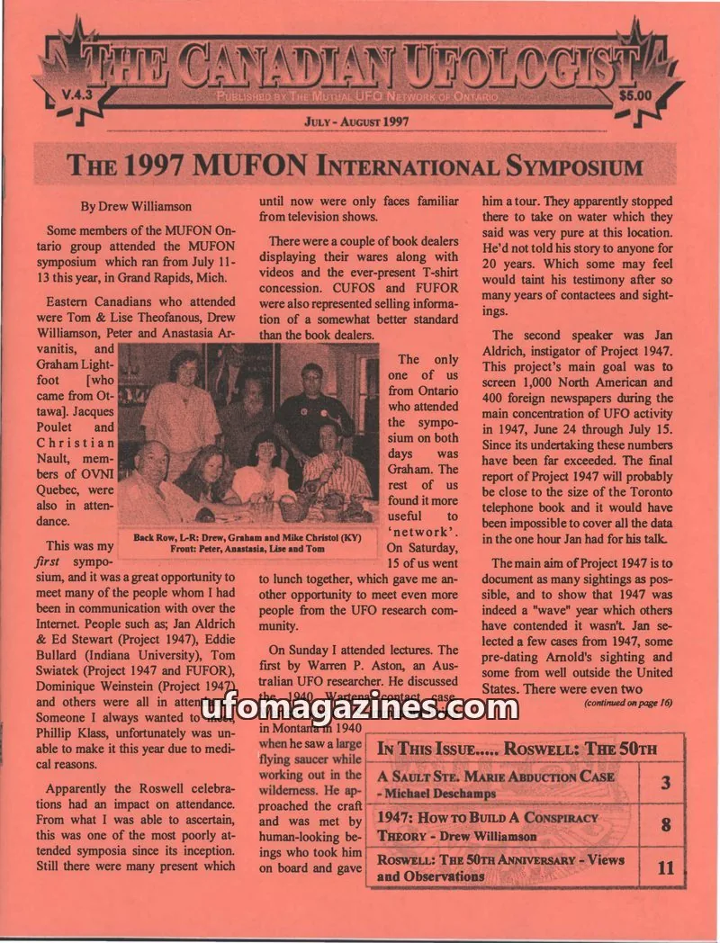 Cover of THE MUTUAL UFO NETWORK OF ONTARIO issue V.4.3: THE CANADIAN UFOLOGIST