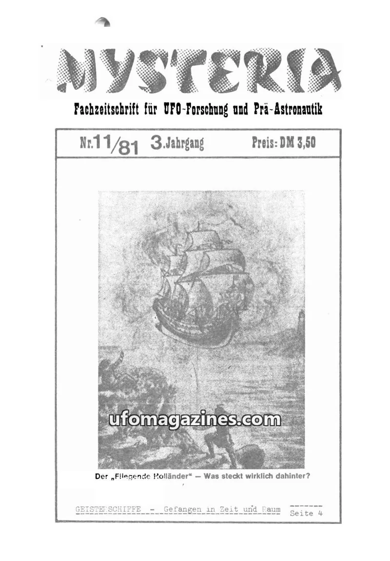 Cover of Mysteria (Axel Ertelt) issue 11/81: MYSTERIA