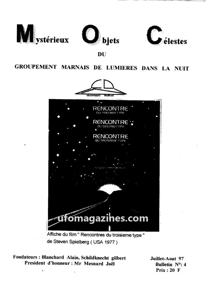 Cover of GROUPEMENT MARNAIS DE LUMIERES DANS LA NUIT issue 4: Mystérieux Objets Célestes