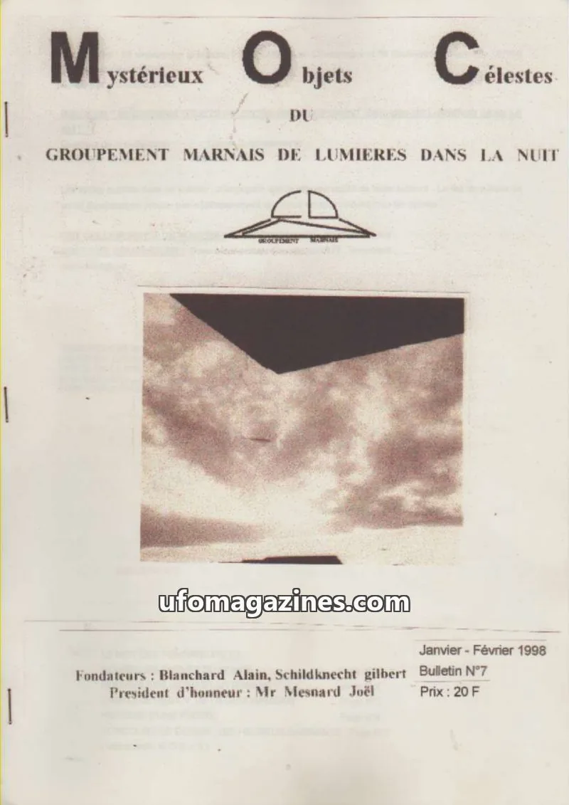 Cover of GROUPEMENT MARNAIS DE LUMIERES DANS LA NUIT issue N°7: Mystérieux Objets Célestes