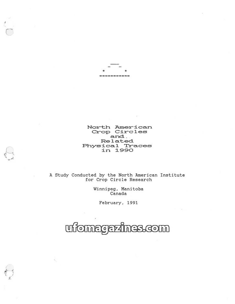 Cover of North American Institute for Crop Circle Research issue February, 1991: North American Crop Circles and Related Physical Traces in 1990