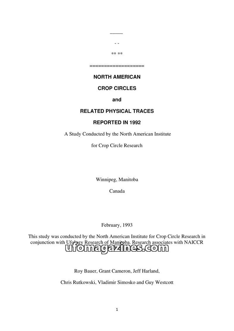 Cover of North American Institute for Crop Circle Research issue 1992: NORTH AMERICAN CROP CIRCLES and RELATED PHYSICAL TRACES REPORTED IN 1992