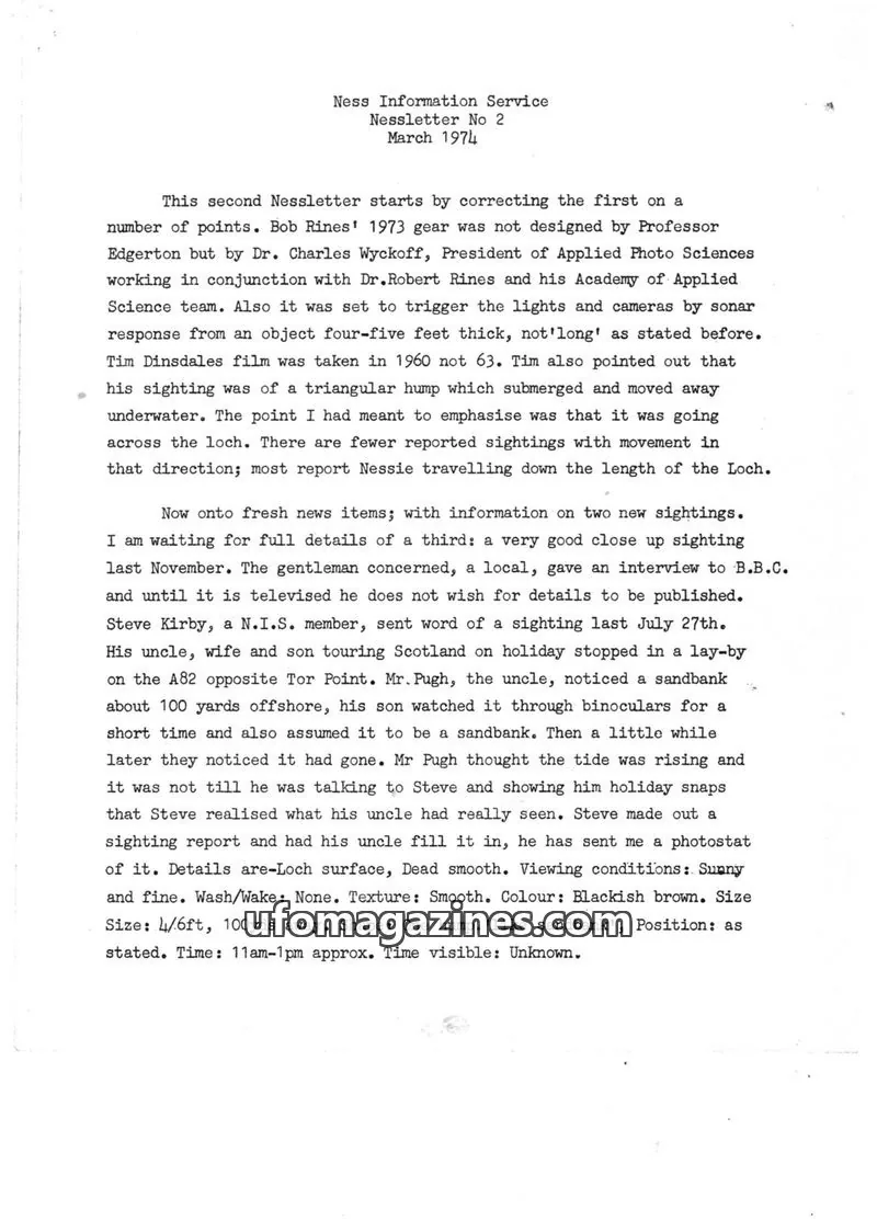 Cover of Ness Information Service issue No 2: Nessletter