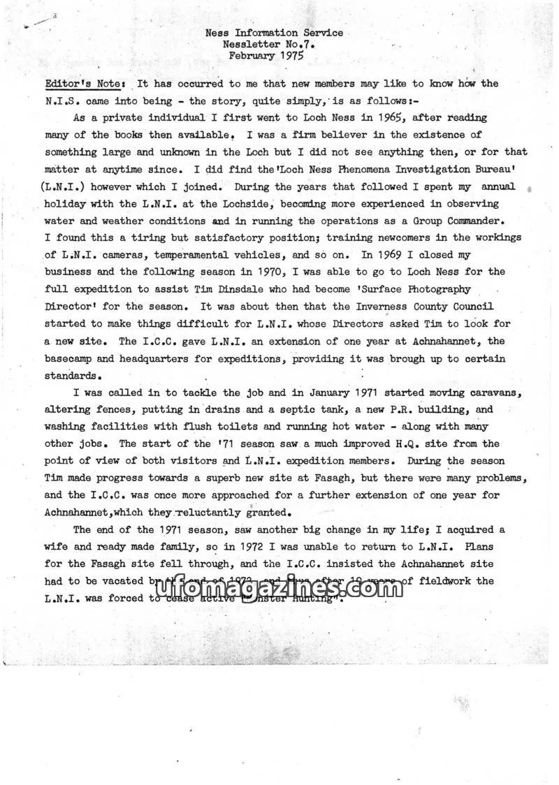 Cover of Ness Information Service issue No.7: Nessletter