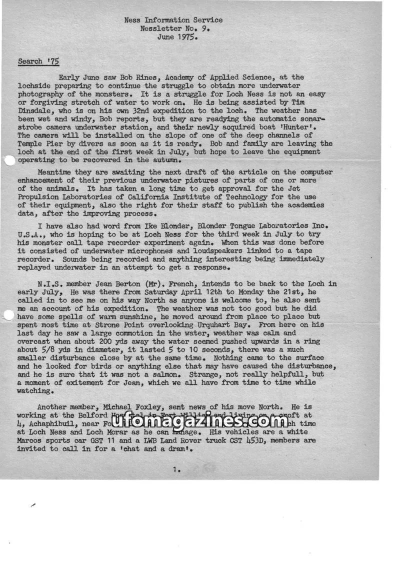 Cover of Ness Information Service issue No. 9.: Ness Information Service Nessletter