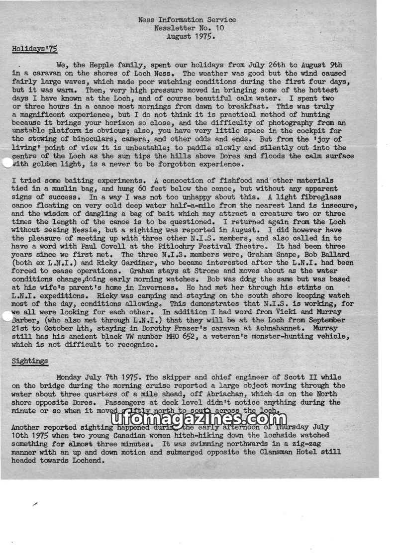 Cover of Ness Information Service issue No. 10: Nessletter
