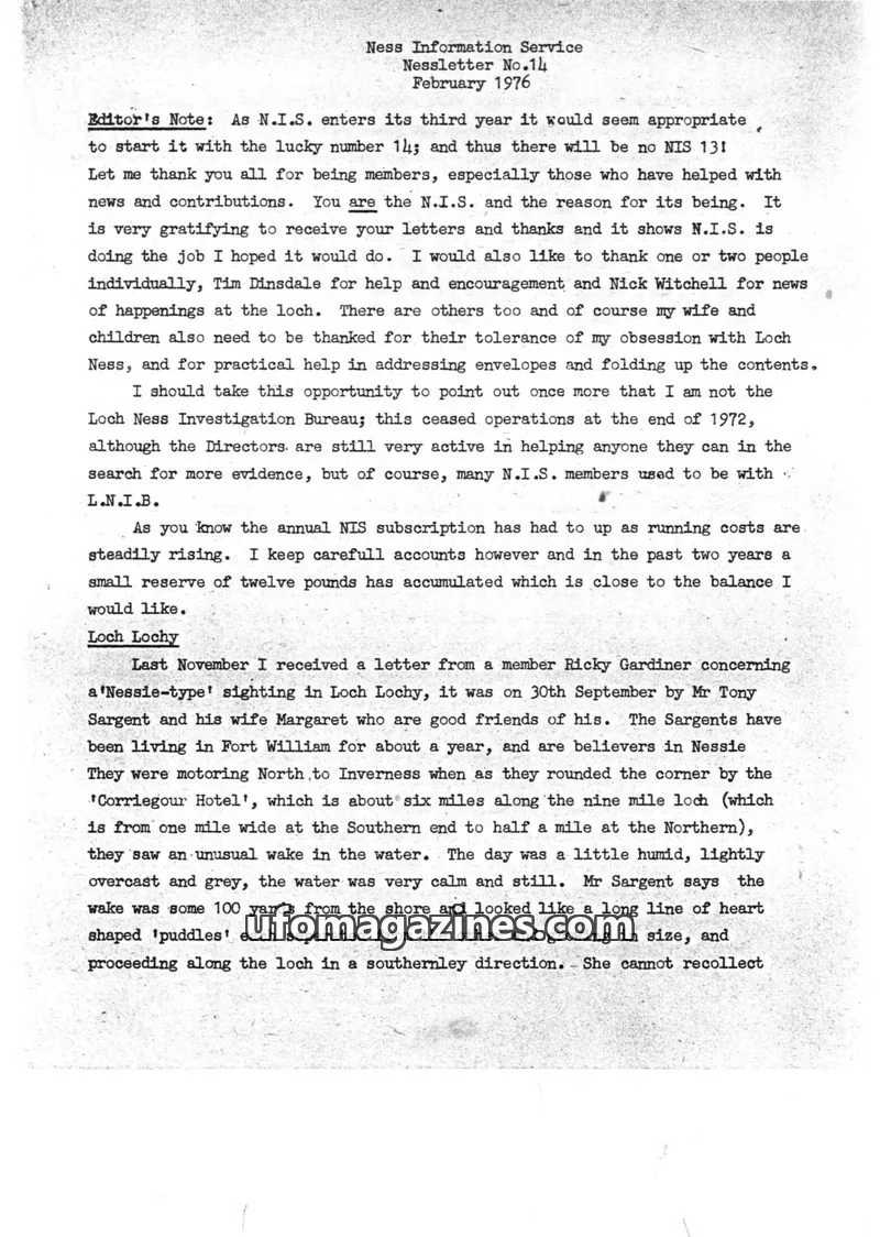 Cover of Ness Information Service issue No.14: Ness Information Service Nessletter