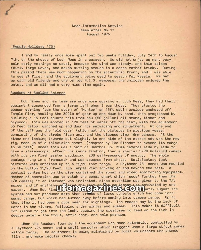 Cover of Ness Information Service issue No.17: Nessletter