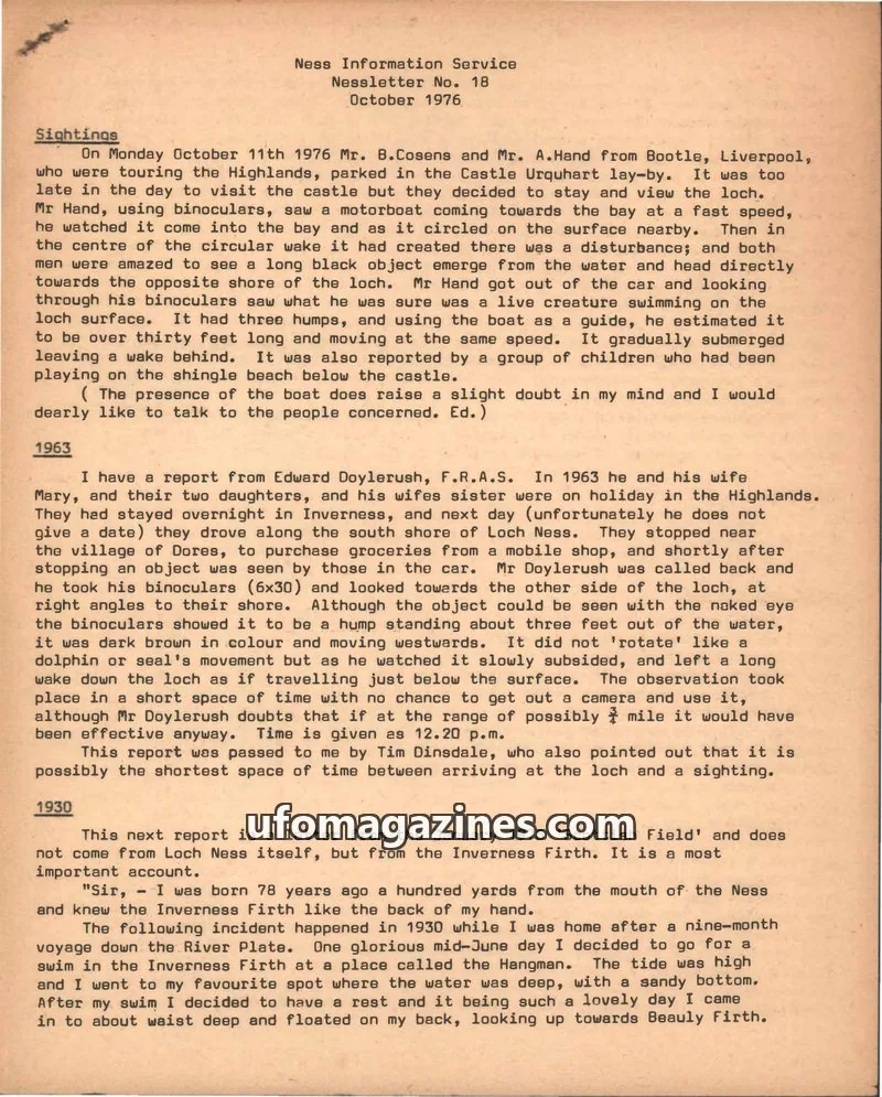Cover of Ness Information Service issue No. 18: Nessletter