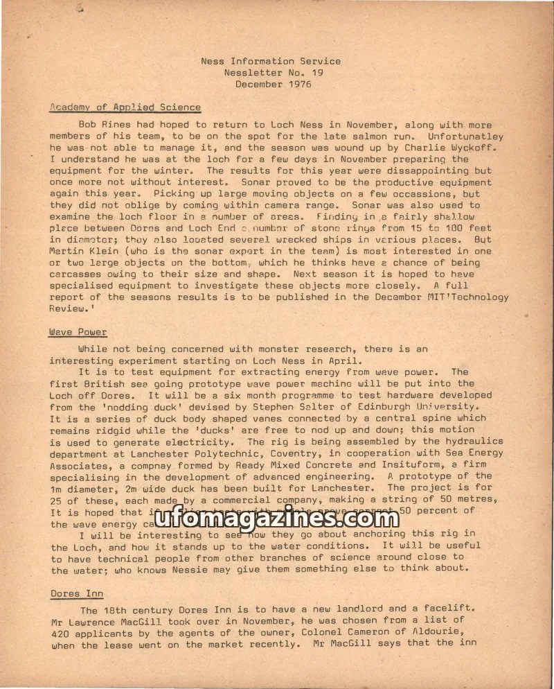 Cover of Ness Information Service issue 19: Nessletter