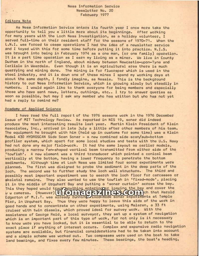 Cover of Ness Information Service issue 20: Ness Information Service Nessletter