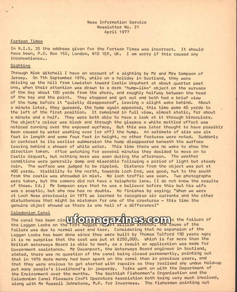 Cover of Ness Information Service issue No. 21: Nessletter