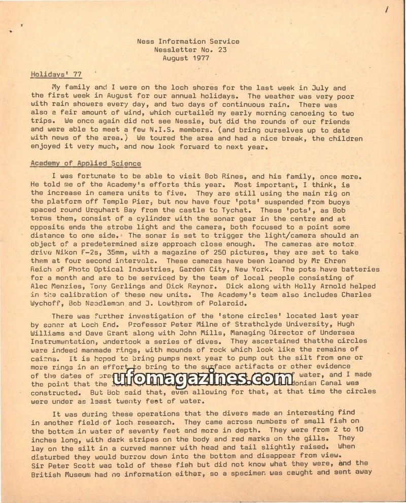 Cover of Ness Information Service issue No. 23: Nessletter