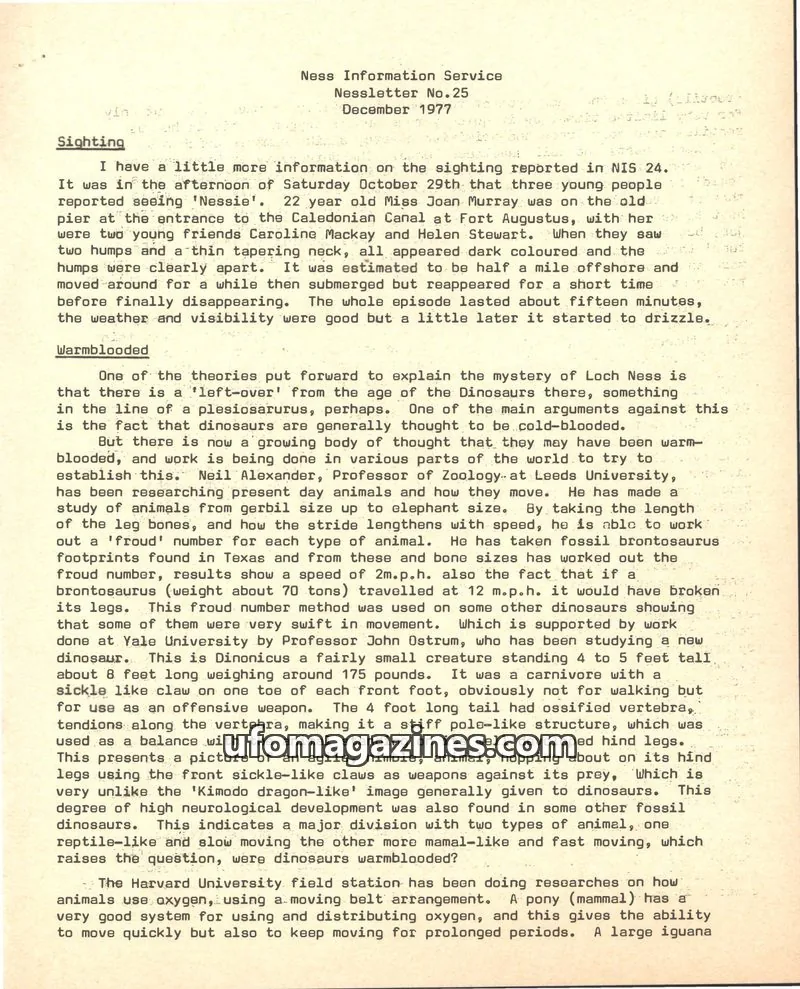 Cover of Ness Information Service issue No.25: Ness Information Service Nessletter