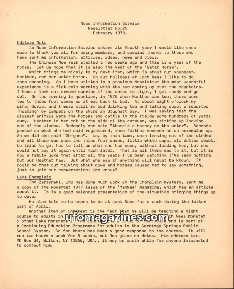 Cover of Ness Information Service issue No.26: Ness Information Service Nessletter