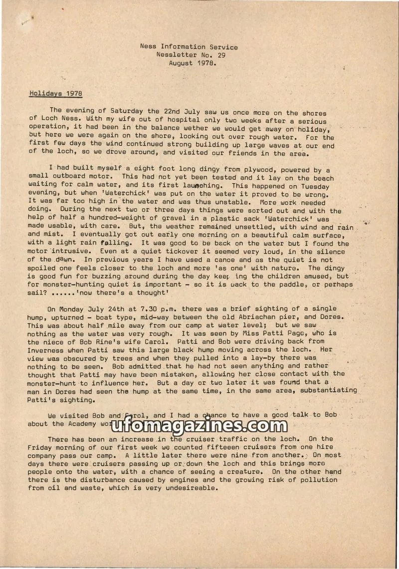 Cover of Ness Information Service issue 29: Nessletter
