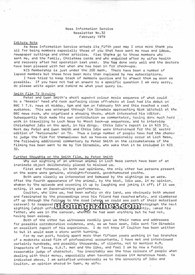 Cover of Ness Information Service issue No.32: Nessletter