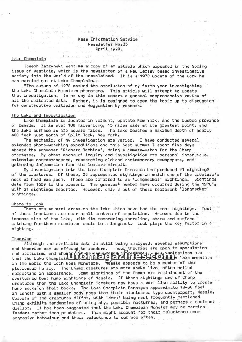 Cover of Ness Information Service issue No.33: Nessletter