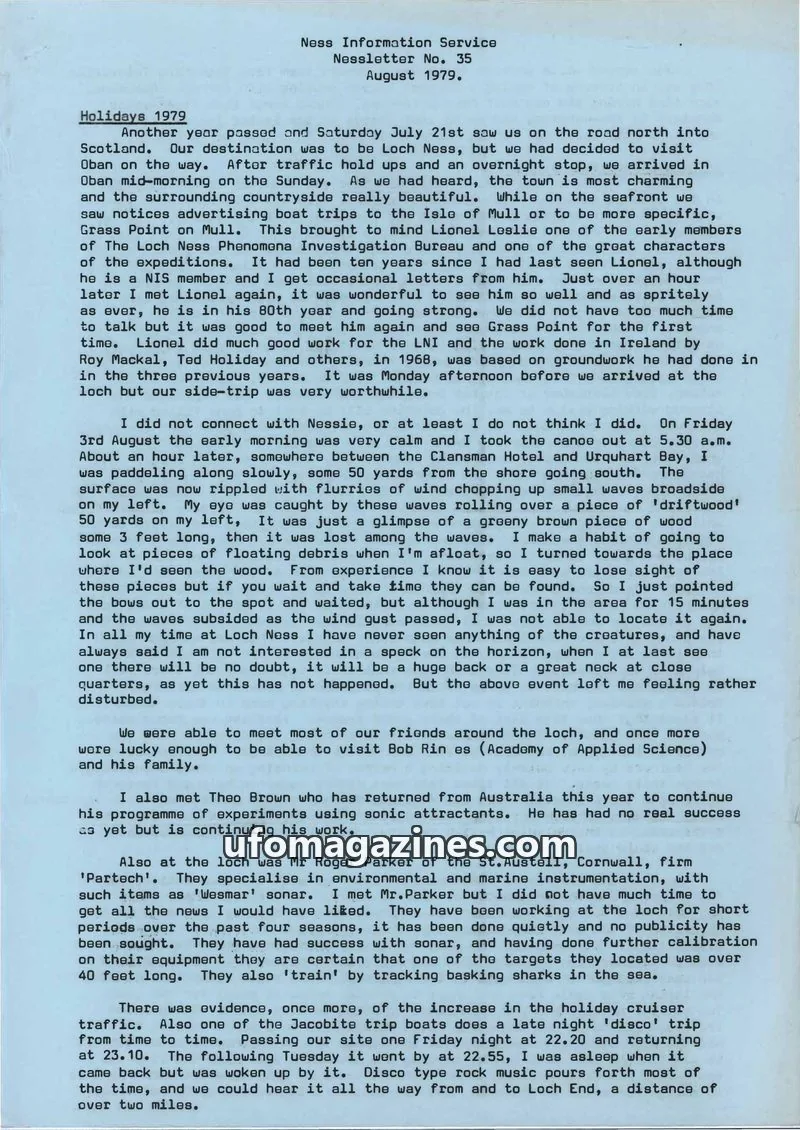 Cover of Ness Information Service issue No. 35: Nessletter