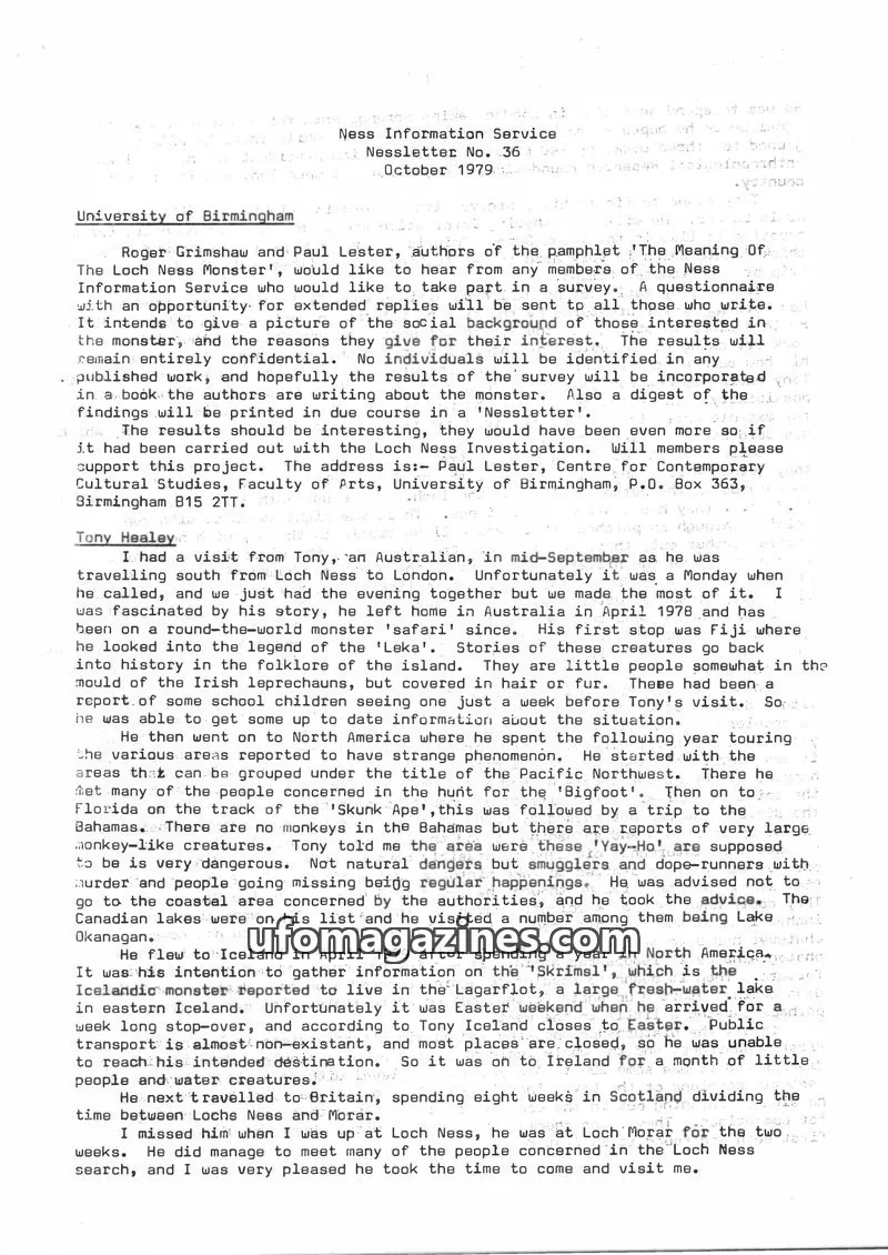 Cover of Ness Information Service issue 36: Ness Information Service Nessletter