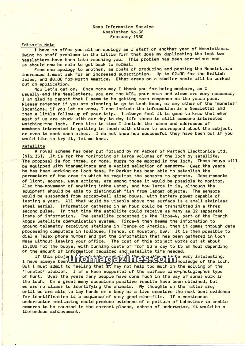 Cover of Ness Information Service issue 38: Nessletter
