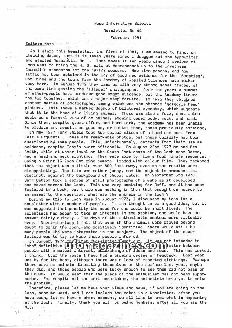 Cover of Ness Information Service issue No 44: Nessletter