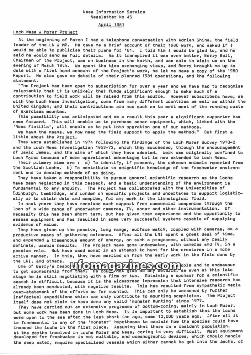 Cover of Ness Information Service issue No 45: Nessletter