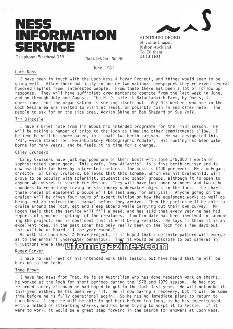 Cover of Ness Information Service issue 46: Nessletter